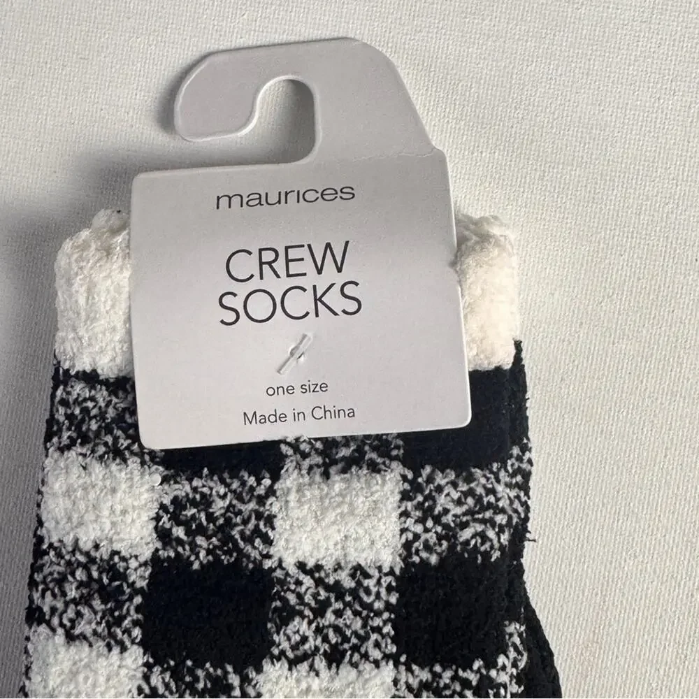 Maurices Black and White Print Crew Style Socks NWT OS